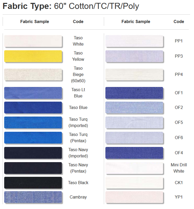 60" Cotton / TC / TR / Poly